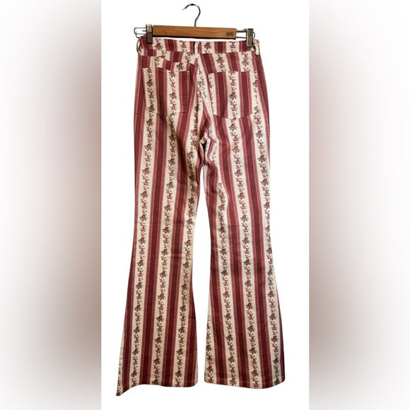 Altar'd State Red and Cream Floral Stripe Flare Pants (NWOT) - Picture 3 of 3